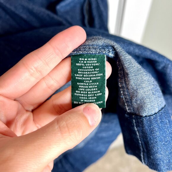 Lauren Ralph Lauren Denim Embroidered Tasseled Shift Knee Length Chore Dress 10 - Picture 5 of 6